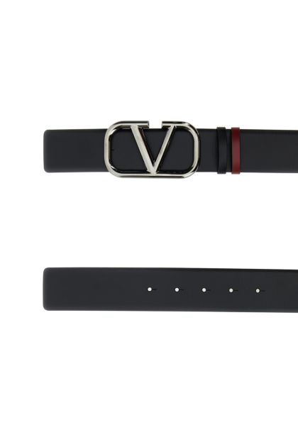 Black leather VLogo Signature belt 