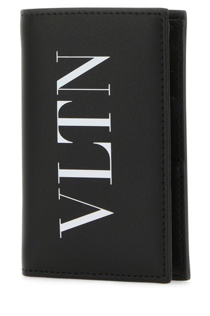Black leather VLTN card holder