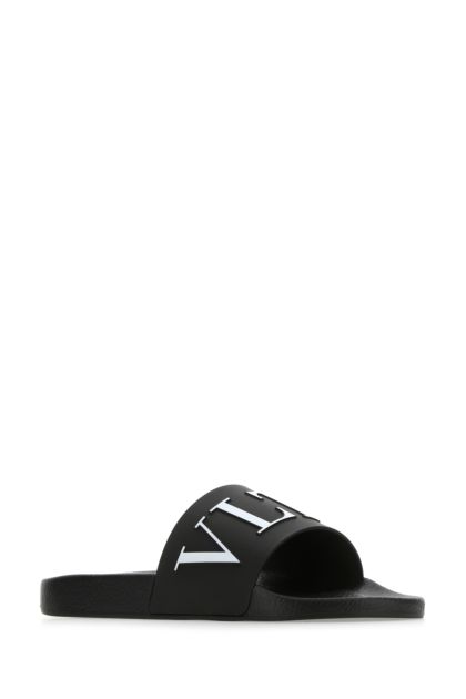 Black rubber VLTN slippers 