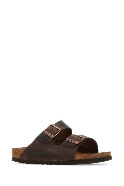 Brown leather Arizona slippers
