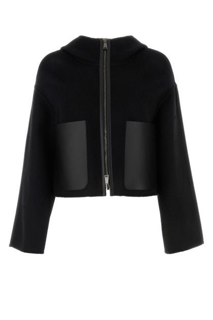 Black wool blend reversible jacket