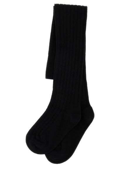 Black stretch wool blend socks