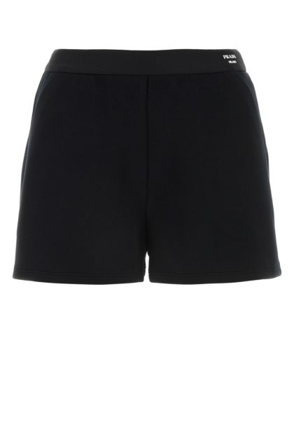 Black stretch cotton blend shorts